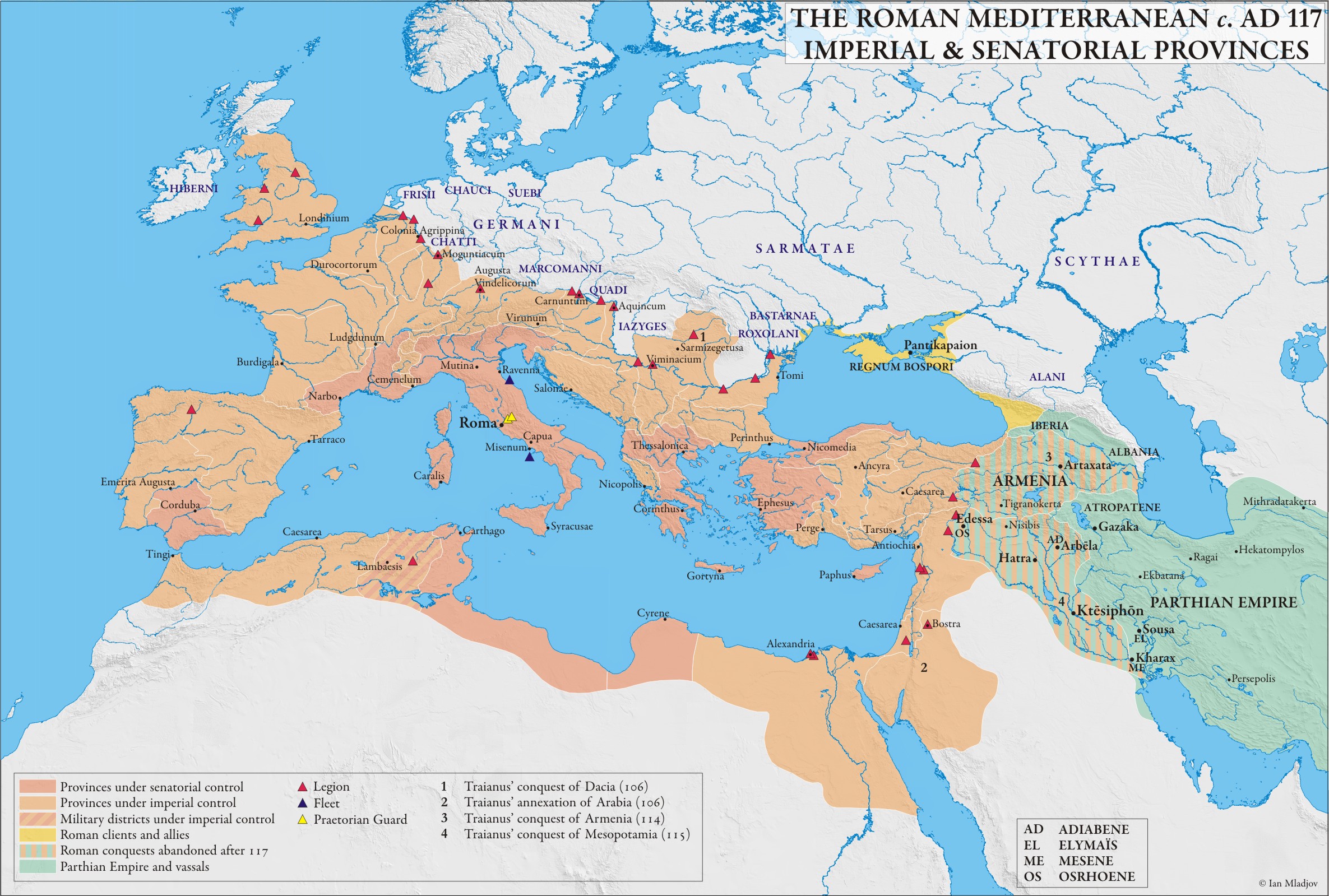 Map of the Roman Empire, 117 CE